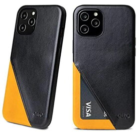 Alto メトロ 360 iPhone 12 Pro Max (6.7 インチ) ポケットケース イタリア製 本革 レザー iPhone 耐衝撃ケース ハンドメイド (ブラック/キャラメル) iPhone 2020 6.7"