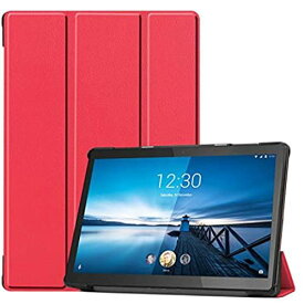 【PCATEC】 SoftBank Lenovo Tab5 / M10 FHD REL/LAVIE Tab E TE710/KAW ケース マグネット開閉式 スタンド機能付き 三つ折 カバー 薄型 軽量型 スタンド機能 (Lenovo Tab5 10/M10 FHD Rel/PC-TE710KAW, レッド)