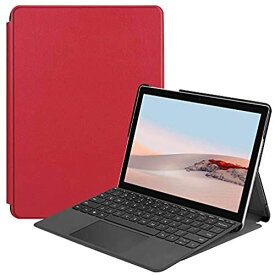 Shron マイクロソフト Surface Go 2 10.5 ケース りスタンドカバー 超薄型 超軽量 マグネット オートスリープケース PU レザーカバー Surface Go2 2020 対応(赤い色)