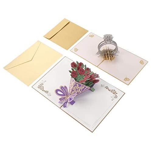 飛び出す 立体 ポップアップ メッセージカード 2種 新登場 バラの花束 クリスマス おしゃれ 封筒付 ダイヤの指輪 花 特価 誕生日