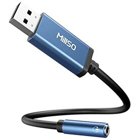 USB 3.5mm変換アダプタ 30CM MillSO 外付ステレオサウンドカード USBポート-4極（TRRS）ステレオミニジャック PC/PS4対応 オーディオカード（PS3/XBOX one/TV不対応） USB 3.5mm変換アダプター（30CM）