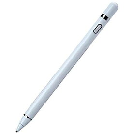 充電式スタイラス、静電容量式ペン,タッチペン ipad ペン スタイラスペン iPad/iPhone/Android/Sumsang対応 ipad タッチペン 極細 第8世代 高感度 1.5mmペン先 USB充電式 ホワイト