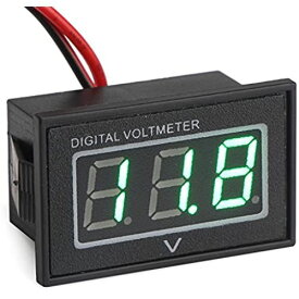 DROK 0.56"防水DC 15-120Vデジタル電圧計電圧測定ゲージ青/緑LEDパネル24V電圧計（緑色）