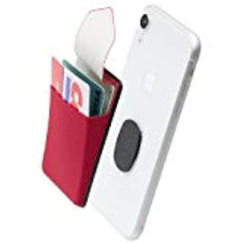 Sinjimoru 無線充電対応 手帳型カードケース専用マウントで固定するカードホルダー SUICA クレジットカード など3枚のカード収納できる着脱可能スマホカードケース、 iphone android対応 スマホ 背面 パスケース。Sinji Mount Flap, レッド