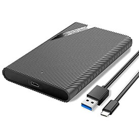 ORICO 2.5インチ HDDケース USB-C ハードディスクケース USB3.1 Type-C SSDケース SATA3.0 ドライブケース UASP対応 5Gbps高速 9.5mm/7mm 両対応 4TBまで 工具不要 ストライプ紋 2521C3-BK