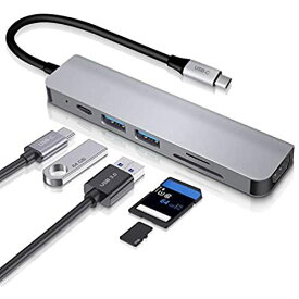 USB Type C ハブ USB C ハブ 6in1 MacBook Pro/Air USB3.0 ハブ 6ポート 4K HDMI出力 100W PD急速充電 SD&Micro SDカードリーダー 高速データ転送 MacBook/MacBook Pro/ChromeBook対応
