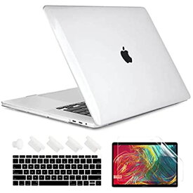 TwoL MacBook Air 13 ケース 2020 2019 2018 (A2179/A1932/A2337 M1), 薄型 軽量 耐衝撃 プラスチックハードカバー+キーボードカバー(US英字)+液晶保護フィルム 新しい Mac Air 13 インチ Touch ID搭載対応, クリア