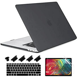 TwoL MacBook Air 13 ケース 2020 2019 2018 (A2179/A1932/A2337 M1), 薄型 軽量 耐衝撃 プラスチックハードカバー+キーボードカバー(US英字)+液晶保護フィルム 新しい Mac Air 13 インチ Touch ID搭載対応, ブラック