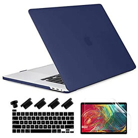 TwoL MacBook Pro 13 ケース A2238 M1/A2251/A2289/A2159/A1989/A1706 (2016-2020発売), 薄型 耐衝撃 プラスチックハードカバー+USキーボードカバー MacBook Pro 13 インチ Touch ID搭載対応, ネービーブルー