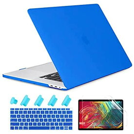 TwoL 2018 2019 2020 MacBook Air 13 ケース (A2179/A1932/A2337 M1), 薄型 軽量 耐衝撃 プラスチックハードカバー+キーボードカバー(US英字)+液晶保護フィルム 新しい Mac Air 13.3 インチ Touch ID搭載対応, ブルー