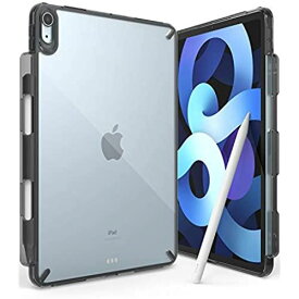 【Ringke】iPad Air4 ケース TPU+ポリカーボネートハイブリッド [Touch ID 対応] 10.9インチ iPad Air 第4世代 ペンシルホルダー ストラップホール 付き [米軍MIL規格取得] ... [iPad Air4] [iPad Air4 - スモークブラック]