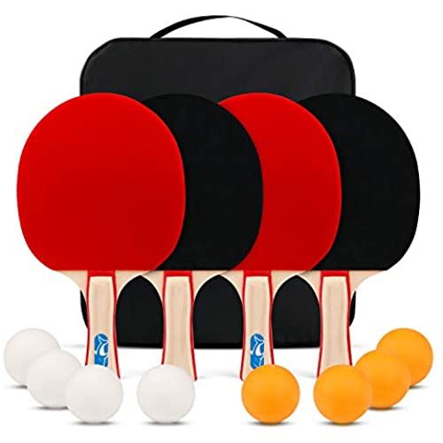 XGEAR 卓球 日本最大級の品揃え ラケット ピンポンラケット パドル ピンポン ラケット×4本 ボール×8個 ポータブル 卓球セット 高級素材使用ブランド
