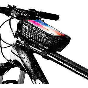 Niluoya 自転車電話マウントバッグ 大人用 自転車 防水 マウンテンサイクリングフレーム トップチューブハンドルバー パック タッチスクリーンポーチケースホルダーアクセサリー iPhone 7 8 11 P