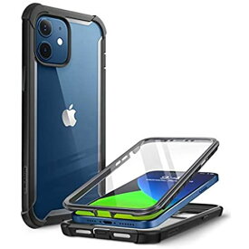 i-BLASON iPhone 12 Mini ケース 5.4インチ 2020 液晶保護フィルム付き 米国軍事規格取得 360°保護 耐衝撃 防塵 クリア Qi充電対応 Aresシリーズ 透明/黒 iPhone12 mini