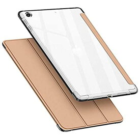 iPad 10.2 ケース 第7世代 第8世代 透明 ソフトカバー オートスリープ機能 PUレザーカバー 三つ折りスタンド スタンド機能 衝撃吸収 全面保護 指紋防止 2019と2020年発売のiPad ゴールド