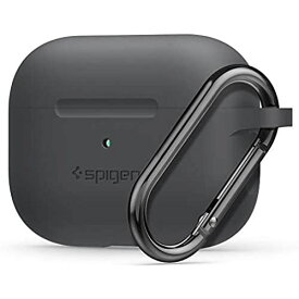 【Spigen】 Apple AirPods Pro ケース カラビナ リング 付き シンプル シリコン 収納ケース 軽量 キズ防止 防塵 衝撃 吸収 ワイヤレス充電 対応 エアポッズ プロ カバー シュピゲン チャコール