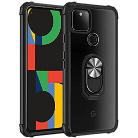 Google Pixel 4a 5G / Pixel 5 XL 背面ケース リング付き グーグル ピクセル4a 5g リングケー ス google ピクセル5xl 保護カバー Zouzt PC+TPU 薄型軽量 ブラック+シルバー - 1