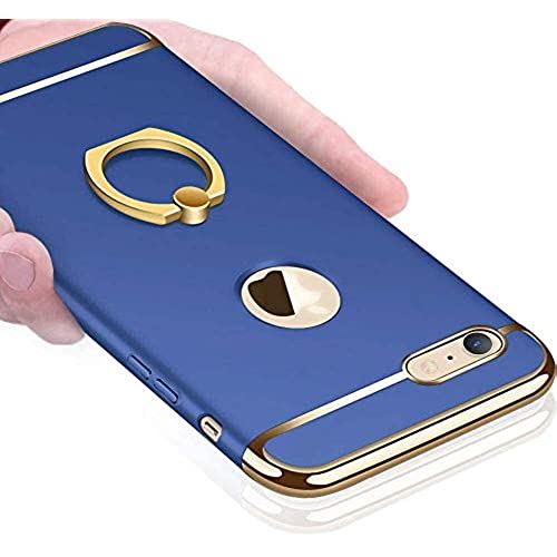 iPhone8 Plus ケース iPhone7 Plus ケース リング付き 衝撃防止 全面保護 耐衝撃 指紋防止 スタンド機能 3パーツ式  アイフォン7 plus ケース 落下防止 高級感 薄型 超耐久  ブルー1 | スマホケースのMOAセレクト