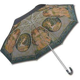 ユーパワー 名画折りたたみ傘(晴雨兼用) ミュシャ「蔦と夢想」 AU-02501 広げた時のサイズ:直径85×長さ73cm、親骨の長さ:49cm(8本)