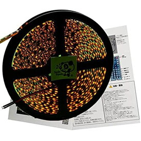 Smile Panda LEDテープライト 5m 防水 12V イエロー アンバー オレンジ 黄 黒ベース 高密度 2835 600連 太くて長い両端配線