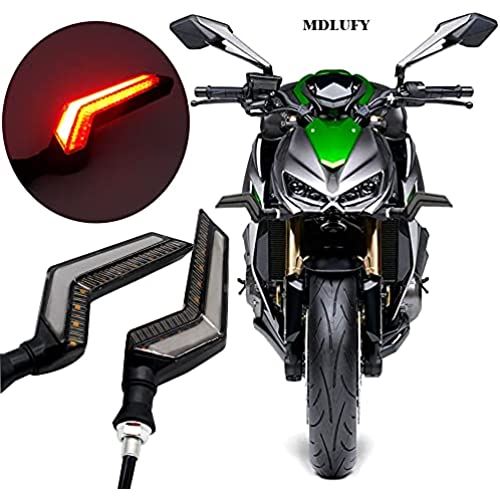 MDLUFY バイク シーケンシャル ウインカー 高輝度 12V バイク led 流れのウインカーライト 二つの色 レッド デイライト   アンバー ウインカー 高耐久性 防水 左右セット（レッド アンバー）