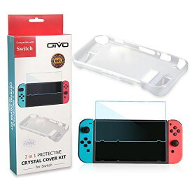 Nintendo Switch TPUケース ガラス保護フィルム 1セット 落下防止&衝撃吸収 軽量 超耐磨 汚れ防止 任天堂 Switch対応 (ホワイト)