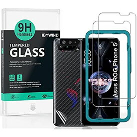 Ibywind ガラスフィルム Asus Rog phone 5/5 Pro/5s/5s Pro/5 Ultimate 用 強化 ガラス 保護 フィルム 2枚セット カメラレンズプロテ クター付き(ブラック) 透明色