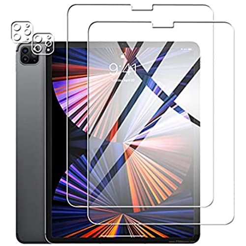 【2枚 +2枚】For iPad Pro 12.9 2021 フィルム + カメラフィルム 12.9インチiPad Pro（第5世代） Goevce 日本旭硝子素材 ガラスフィルム レンズ保護 フィルム 硬度9H