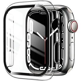 Apple Watch 7 ケース 45MM アップルウォッチシリーズ 7 用保護カバー PC素材 ガラスフィルム 高感度タッチワイヤレス充電可能 初心者でも簡単に装着 Apple Watch 7 専用保護ケース クリア