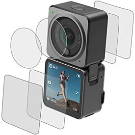 Actoin 2 強化フィルム防爆 傷防止保護 フィルム アクセサリー 2セット 9H 強化ガラス高透過率 耐衝撃 超薄 指紋飛散防止 FOR DJI Action 2 アクションカメラ に最適 - Dual-Screen Combo