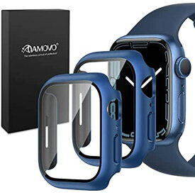 『タッチ感度アップ改善』 AMOVO Apple Watch Series 7 用 41mm カバー 高感度 オリジナル改良 薄手 一体感アップ Series 7 41mm ケース 日本旭硝子材 アップルウォッチ7 用 ... 41mm2個 Blue