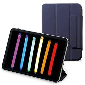 エレコム iPad mini6 第6世代 (2021年) ケース マグネット吸着 オートスリープ/オートウェイク 三つ折りスタンド 軽量 スリム Apple Pencil ペアリング 充電 収納 ネイビー
