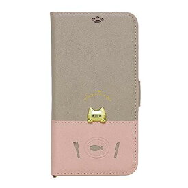 sakana to neko iPhone 12Pro/12 専用手帳型スマホケース Bタイプ iP20_61-DISH02 ピンクグレー