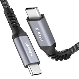 NIMASO USB-C & USB-C 2.0 ケーブル (0.3m グレー) Type C PD対応 60W 3A急速充電 高耐久ナイロン編み iPad mini6 (2021) MacBook Pro/Air