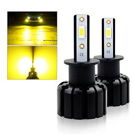 BLUESEATEC H3 LED フォグランプ 黄色 爆光 3000K 実測値12000LM 40W キャンセラー内蔵 車検対応 日本製CSP社製チップ 全方向拡散