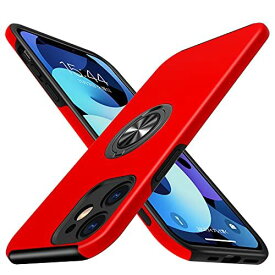 【WYEPXOL】 iPhone 12 mini ケースリング付き 耐衝撃 tpu pc 二重構造 全面保護 一体型スマホケース アイフォン12 mini ケース 衝撃吸収 シリコン 360°回転 スタンド機能 軽量 ... レッド