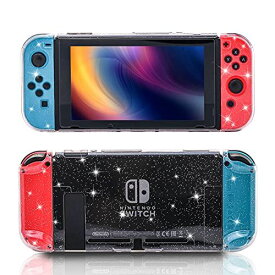 Nintendo Switch用ドッキング可能ケース Nintendo Switch用保護ケース 強化ガラススクリーンプロテクター Joy スティックカバー 6枚付き ドックステーションにフィット クリアグリッター クリアグリッター。