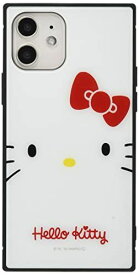 グルマンディーズ サンリオキャラクターズ iPhone12/12 Pro(6.1インチ)対応 スクエアガラスケース ハローキティ SANG-72KT ホワイト、レッド
