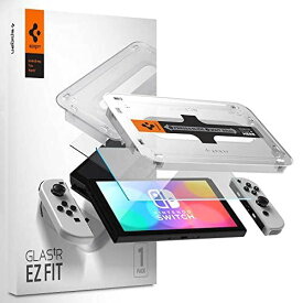 Spigen EZ Fit アンチグレア ガラスフィルム Nintendo Switch 有機ELモデル 用 貼り付けキット付き ニンテンドースイッチ OLED モデル 対応 反射防止 さらさら 保護 フィルム 1枚入