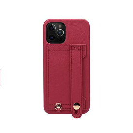 [HANATORA] iPhone12 Pro Max ケース Handy ハードケース PUレザー 落下防止 耐衝撃 スタンド機能 ハンディベルト ハンドメイド ストラップホール ストラップリング カードポケット 赤 レッド