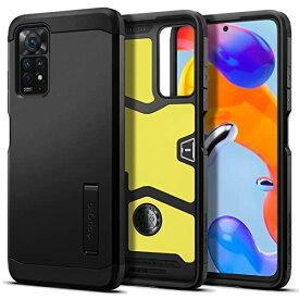 Spigen Spigen Redmi Note 11 Pro 5G ケース 耐衝撃 スタンド付き 米軍MIL規格取得 三層構造 スマホスタンド カメラ保護 傷防止 衝撃 吸収 Qi充電 ワイヤレス充電 タフ・アーマー ブラック