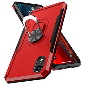 TMUJWS iPhone XR ケース リング付き 耐衝撃 スタンド機能 米軍MIL規格 レンズ保護 車載対応ホルダー対応 滑り止め 傷防止 アイフォン 11 カバー 衝撃吸収 tpu pc 二重構造 全面保護 レッド