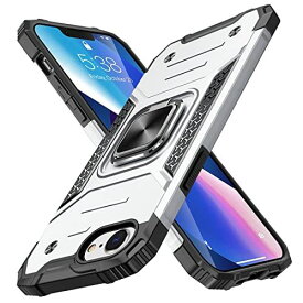 PNEWQN iPhone 7 ケース/iPhone 8 ケース/iPhone SE ケース 第2世代【2020年新型】リング付き 4.7 インチ 耐衝撃 シリコン 薄型 スタンド機能 車載ホルダー対応 二重構造 tpu ... iPhone 7/8/SE(第2世代） シルバー