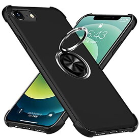 PNEWQN iPhone 7 ケース/iPhone 8 ケース//iPhone SE ケース 第2世代【2020年新型】 リング付き 耐衝撃 衝撃吸収 擦り傷防止 薄型 シリコン スタンド機能 車載ホルダー対応 ... iPhone 7/8/SE(第2世代） ブラック