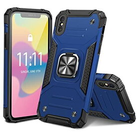 【WYEPXOL】iPhone XS ケース/iPhone X ケース リング付き 衝撃吸収 tpu pc 二重構造 米軍MIL規格 全面保護 一体型スマホケース 薄型 アイフォン xs ケース シリコン バンパー ... iPhone X/XS ブルー