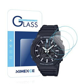 【3枚入り】 Mihence Compatible with G-SHOCK GA-2100 保護フィルム, 9H ガラス保護フィルム 対応 カシオ Gショック GA-B2100 / 2100 スマート腕時計