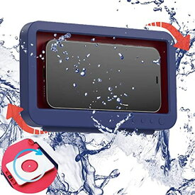 IRORI 防水ケース 360度回転 スマホ 壁掛け ホルダー スタンド 風呂 キッチン タッチ操作可能 粘着テープ付 ブルー スマートホン