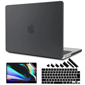 TWOLSKOO MacBook Pro 14 ケース A2442 M1 Pro/Max 2021 発売 対応|%%%| 耐衝撃 排熱機能 改良型 マット ハードケース + 液晶保護フィルム + 日本語キーボードカバー ブラック