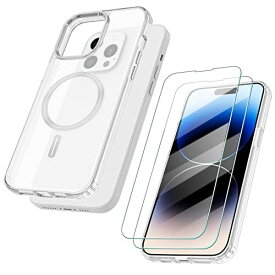 Skycase iPhone 14 Pro Max ケース クリア TPU素材 [MagSafe対応] ワイヤレス充電対応 [ガラスフィルム2枚を贈] 超薄型 軽量 耐衝撃 すり傷防止 黄変防止 滑り止め レンズ保護 ... iPhone14 Pro Max(6.7インチ)