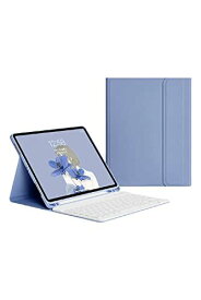 ホビナビ iPad キーボード付きケース iPad Pro12.9 インチ 第6世代 ペン収納 ペンシル タブレット 軽量 オートスリープ スタンド 英語配列 脱着式 Bluetooth パープル